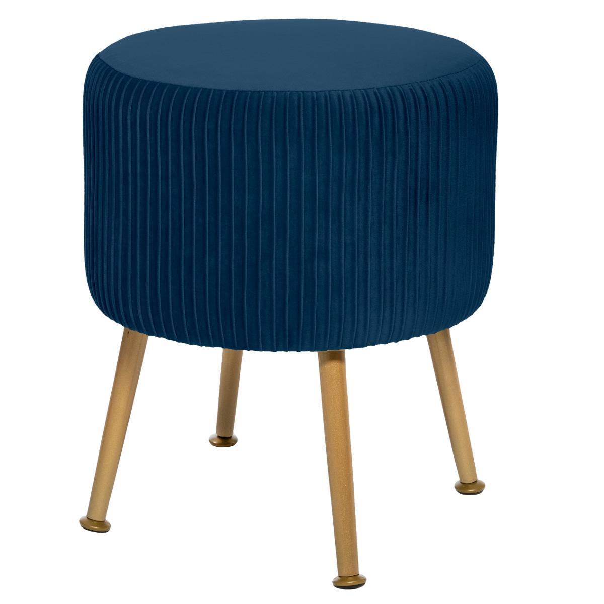 TABOURET APPOINT VELOURS SOLARO BLEU