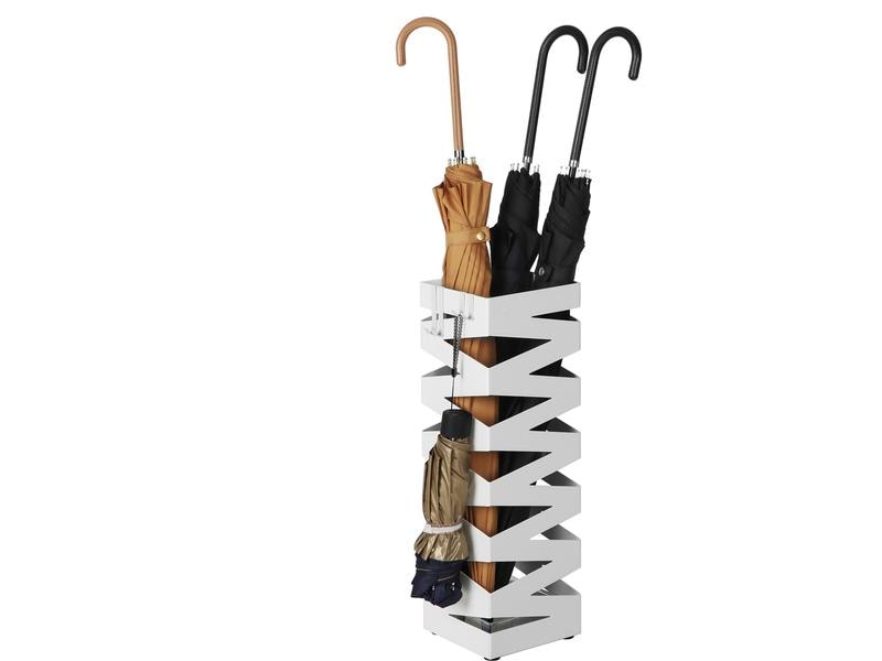 Songmics Schirmständer mit Zick-Zack Muster 49 cm, Weiss Schirmhalter aus Blech