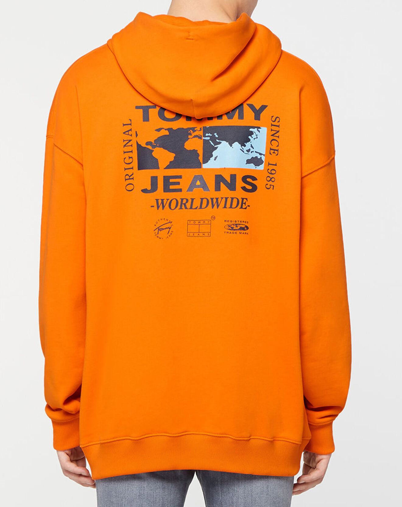 Tommy Jeans Sweat en Coton Bio Abstract Globe orange