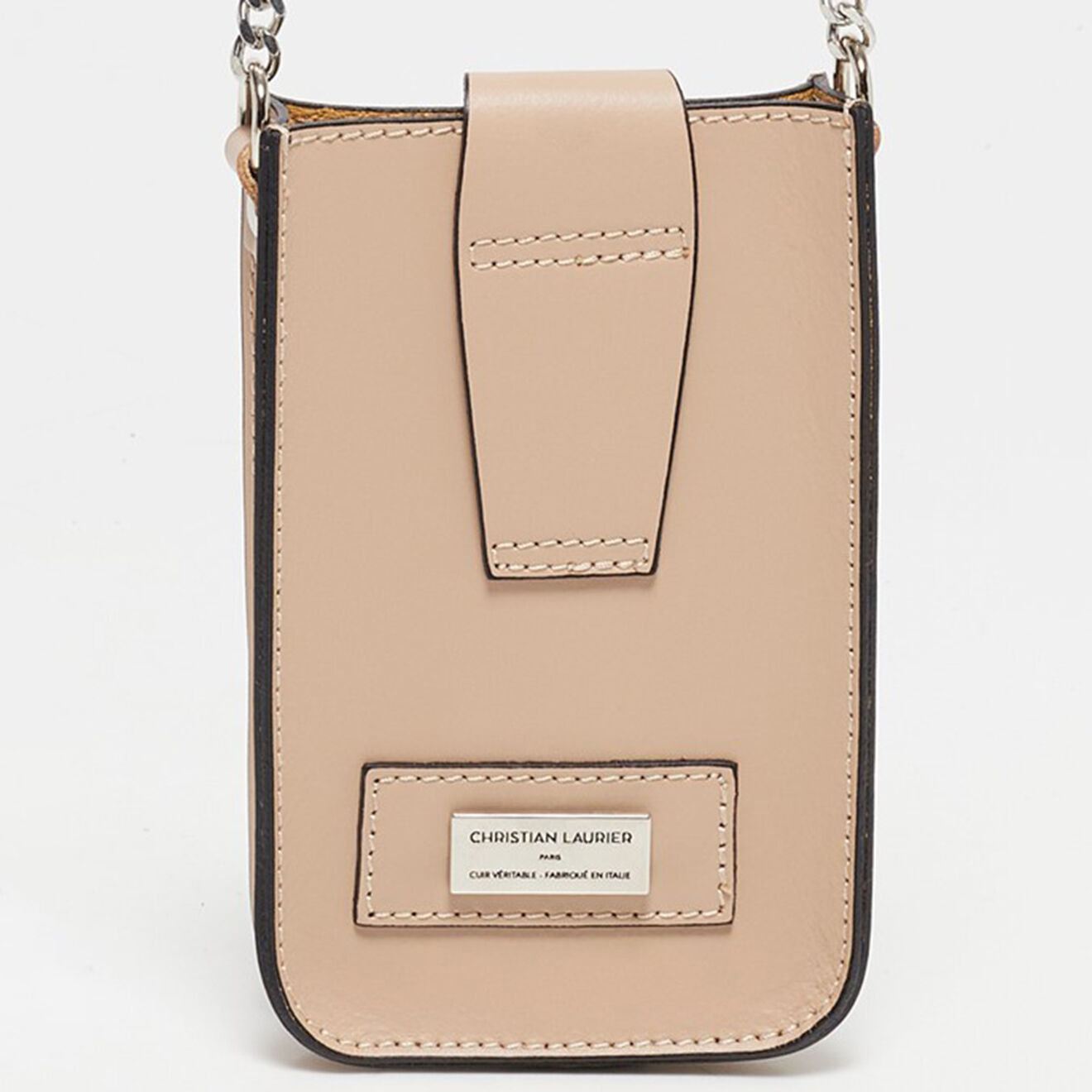 Christian Laurier Pochette téléphone en Cuir Taylor beige - 16x11.5x2.5 cm