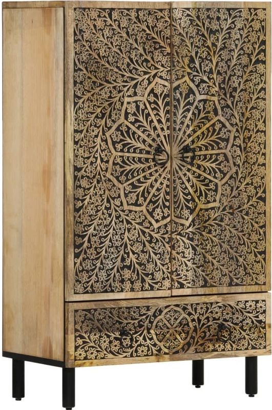 vidaXL - Hoge Kast - Massief Mangohout - 60x33x100 cm