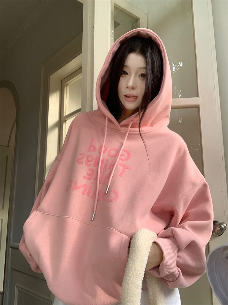 Closette - Hoodie met trekkoord en lettersprint / Maxi-A-lijn rok met effen fluweel met hoge taille