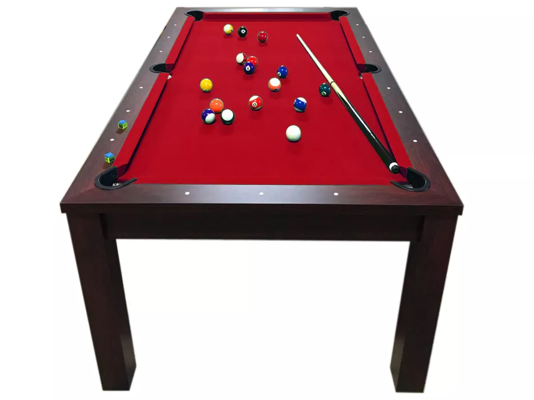 Table de Billard 7 pieds rouge convertible en table – Estia