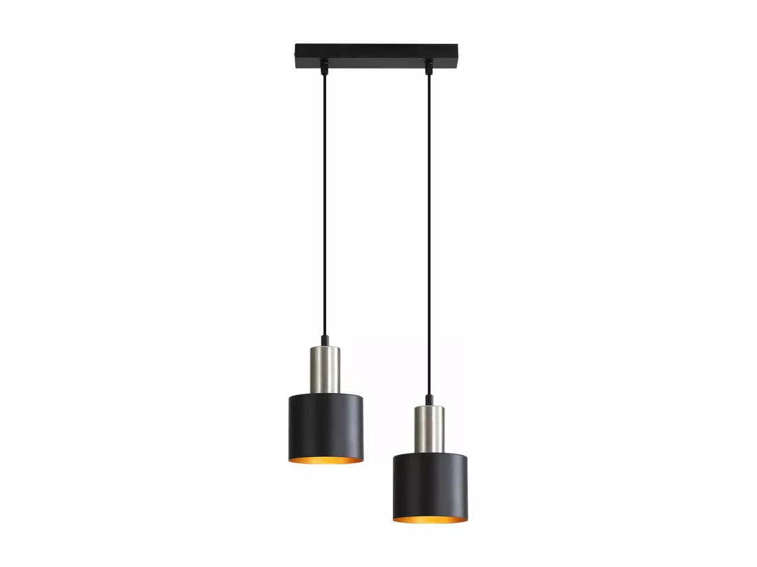 NETTLIFE Suspension table à manger E27 lampe suspendue vintage suspendue 2 ampoules noir doré