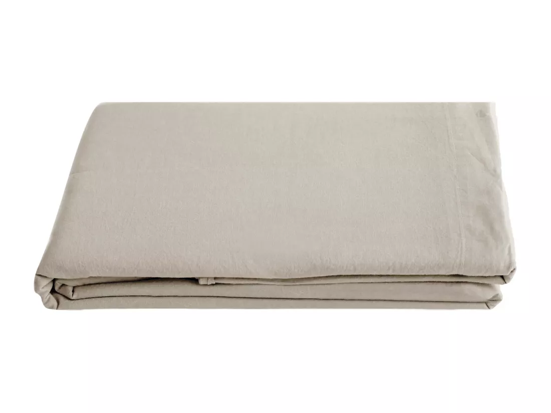 Drap plat 270x290 cm pur coton teint lavé collection PALACE beige lin