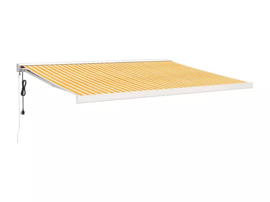 Auvent rétractable jaune et blanc 4x3 m tissu et aluminium
