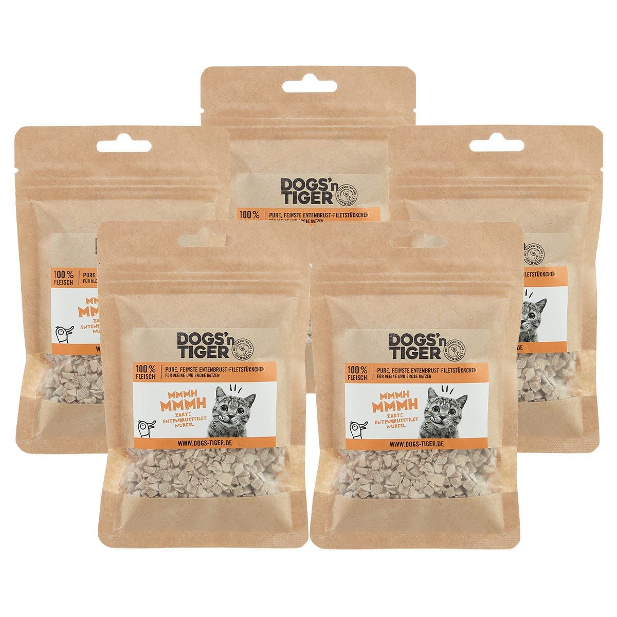 Dogs’n Tiger Adult Katzen Snacks Mmmh mmmh, Leckerlies, 100% Entenbrustfilet