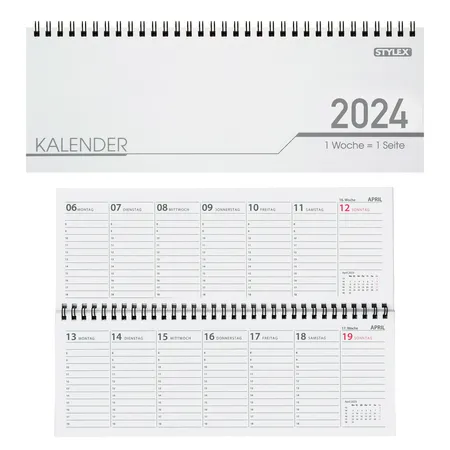 STYLEX Schreibtischkalender 2024, quer 1 Woche auf 1 Seite