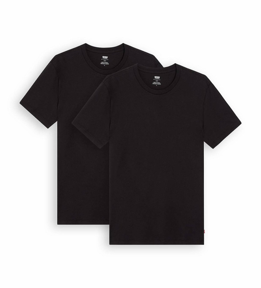 Conjunto de três camisetas pretas de gola redonda da Levi's