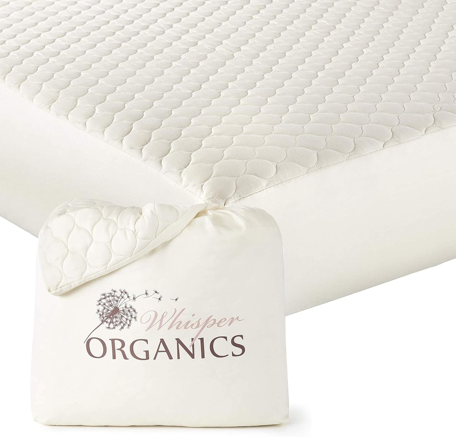 Whisper Organics 100% Bio-Baumwolle, gesteppter Matratzenbezug, atmungsaktive Matratzenauflage, 40 cm tief - GOTS Zertifiziert, Matratzenschoner 160x200 cm