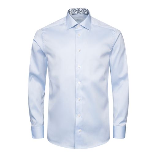 Eton Floral Effect Signature Twill Regular Skjorte, Light Blue, 46