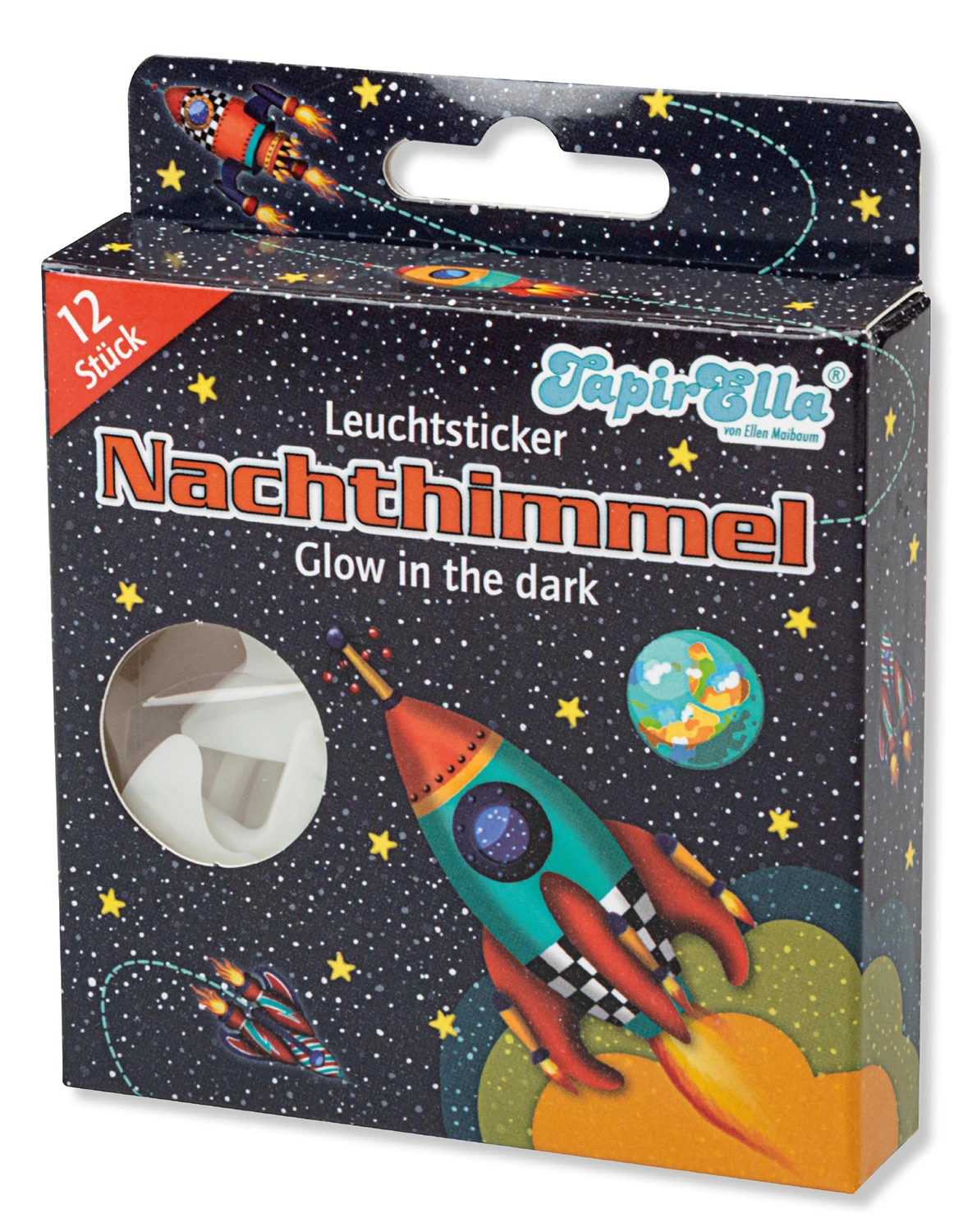 Leuchtsticker TAPIRELLA - RAKETEN & PLANETEN 12-teilig
