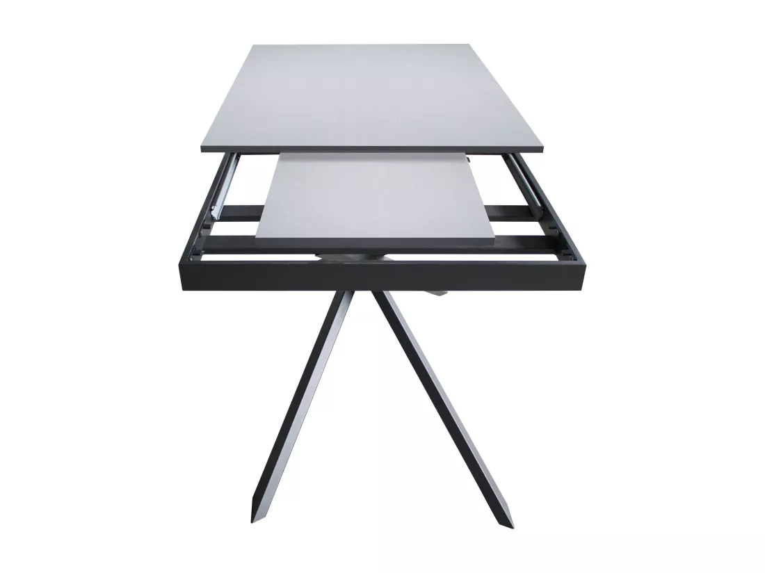Table extensible 90x120/180 cm Ganty Noyer bande de chante Anthracite cadre Anthracite