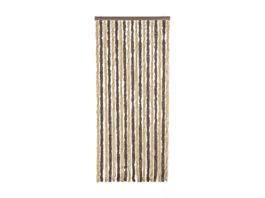 Rideau anti-mouches marron foncé et beige 56x185 cm chenille