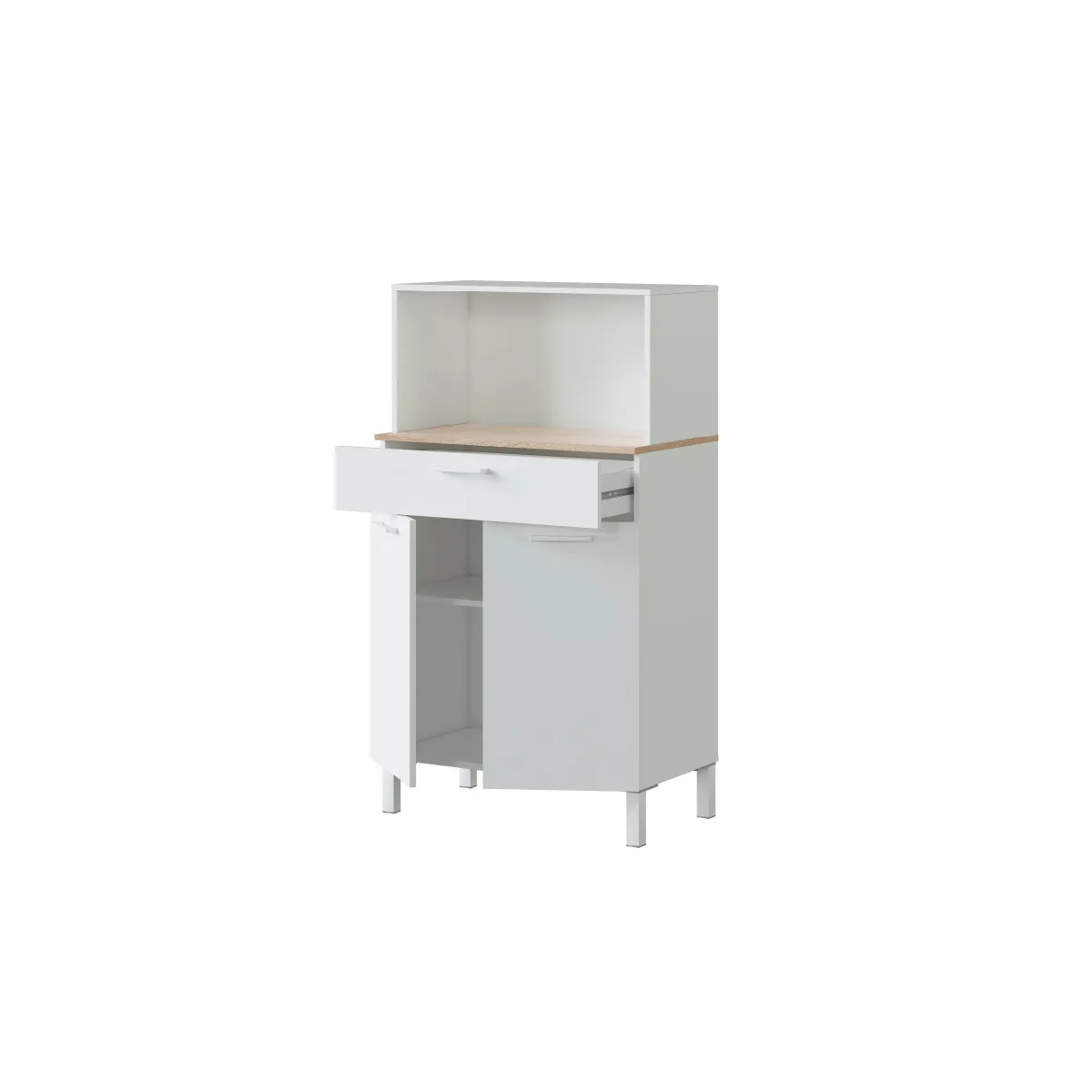 Loungitude Buffet de cuisine ÉMILE - Blanc et bois