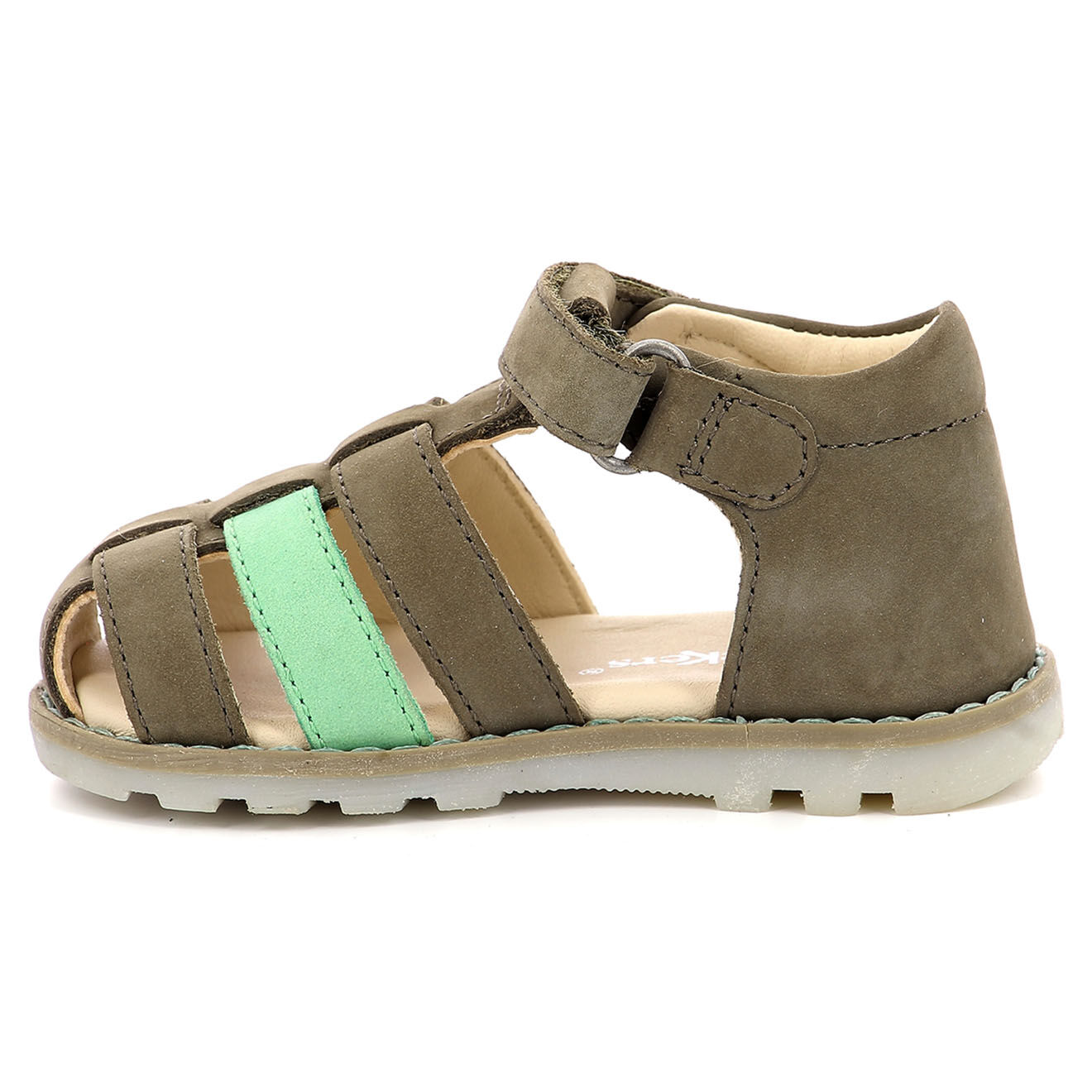 Kickers Sandales en Cuir Nonopi kaki/vert