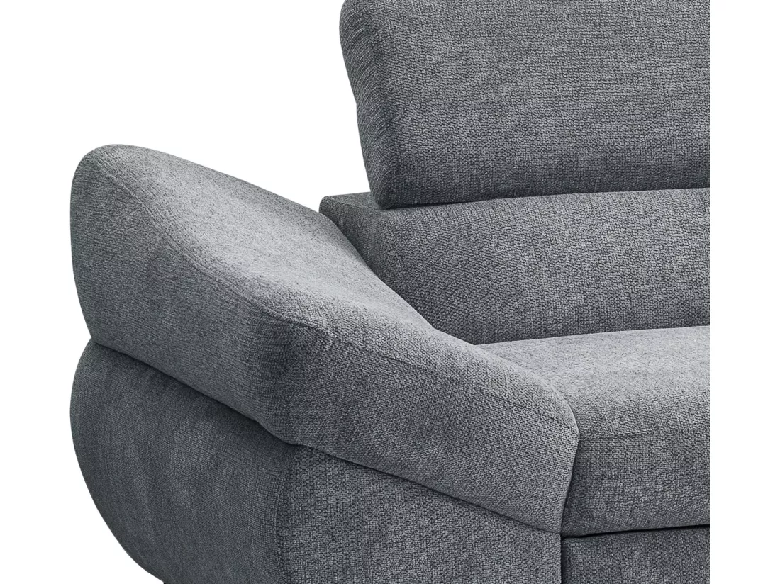 Canapé d'angle droit convertible en tissu texturé gris DALIAS