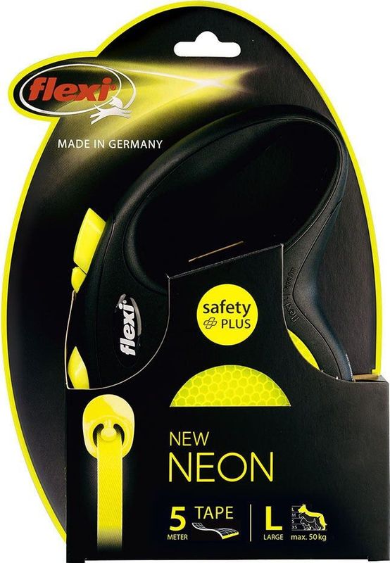 Flexi New Neon - Rollijn Hondenriem - L - 5 Meter - Geel - Grote en Actieve Honden