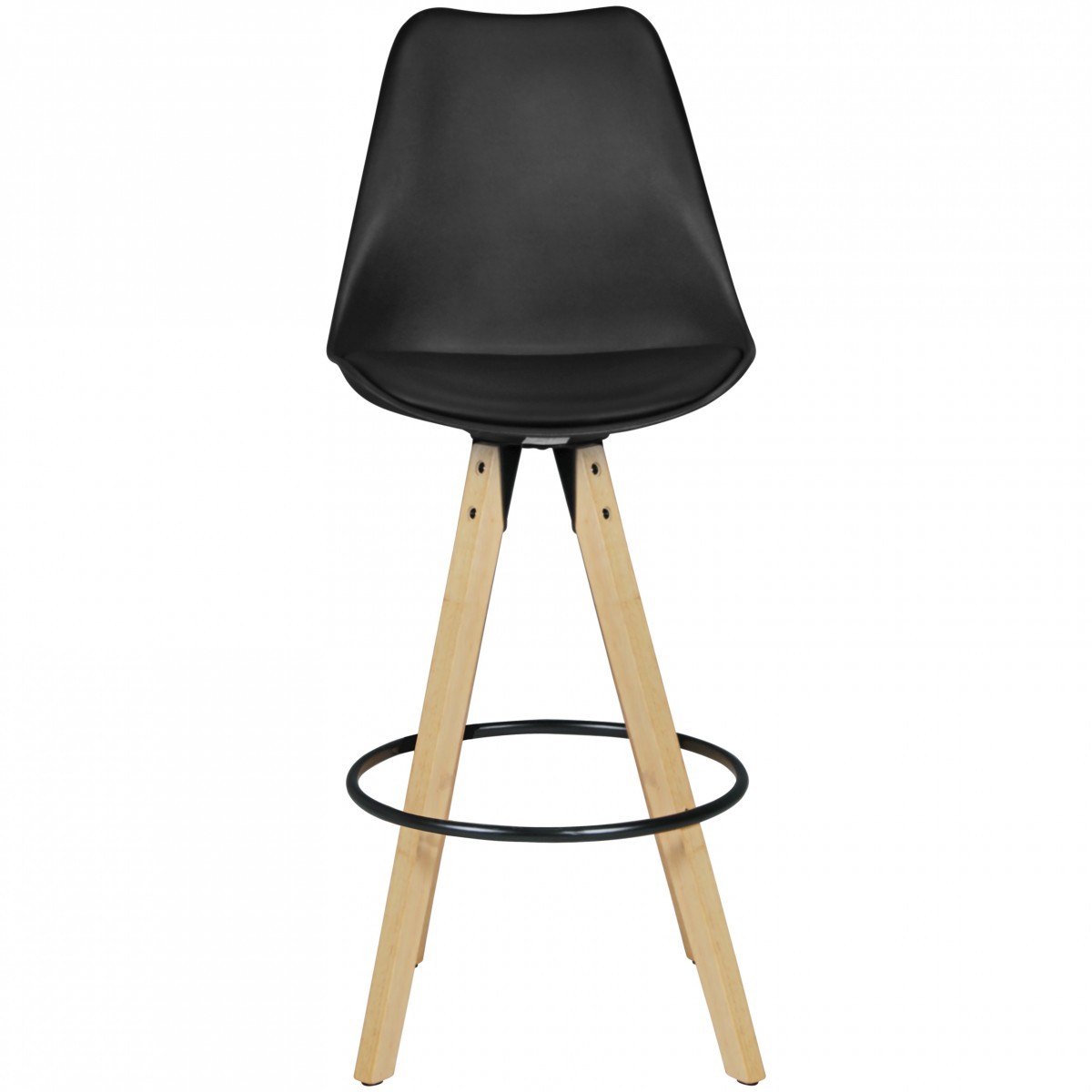 2er-Set Barhocker - schwarz-Mangoholz - Kunstlederbezug