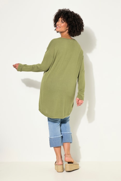 Pullover, oversized, Smiley, V-Ausschnitt, Langarm