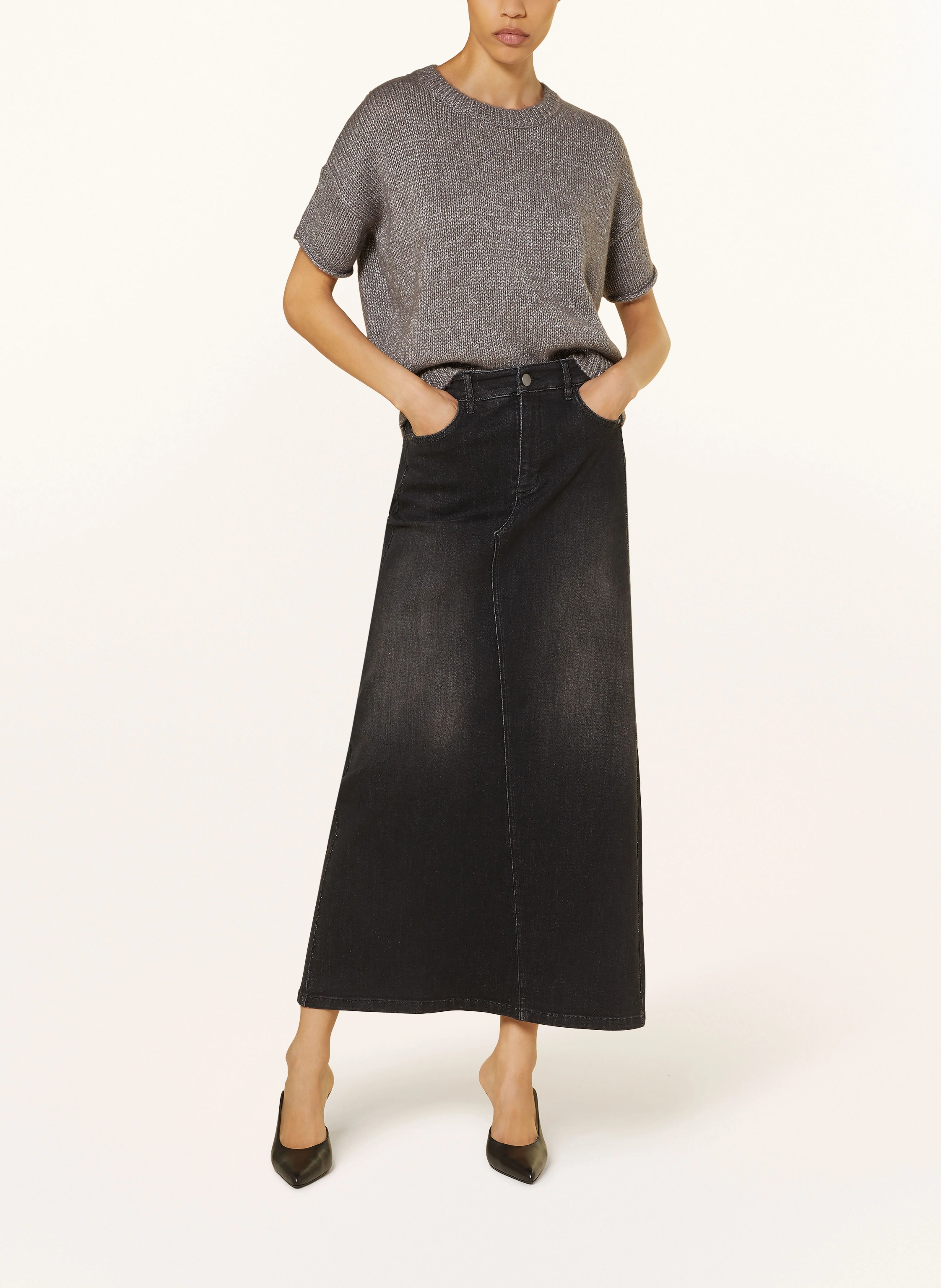 LUISA CERANO Jeansrock mit Schmucksteinen