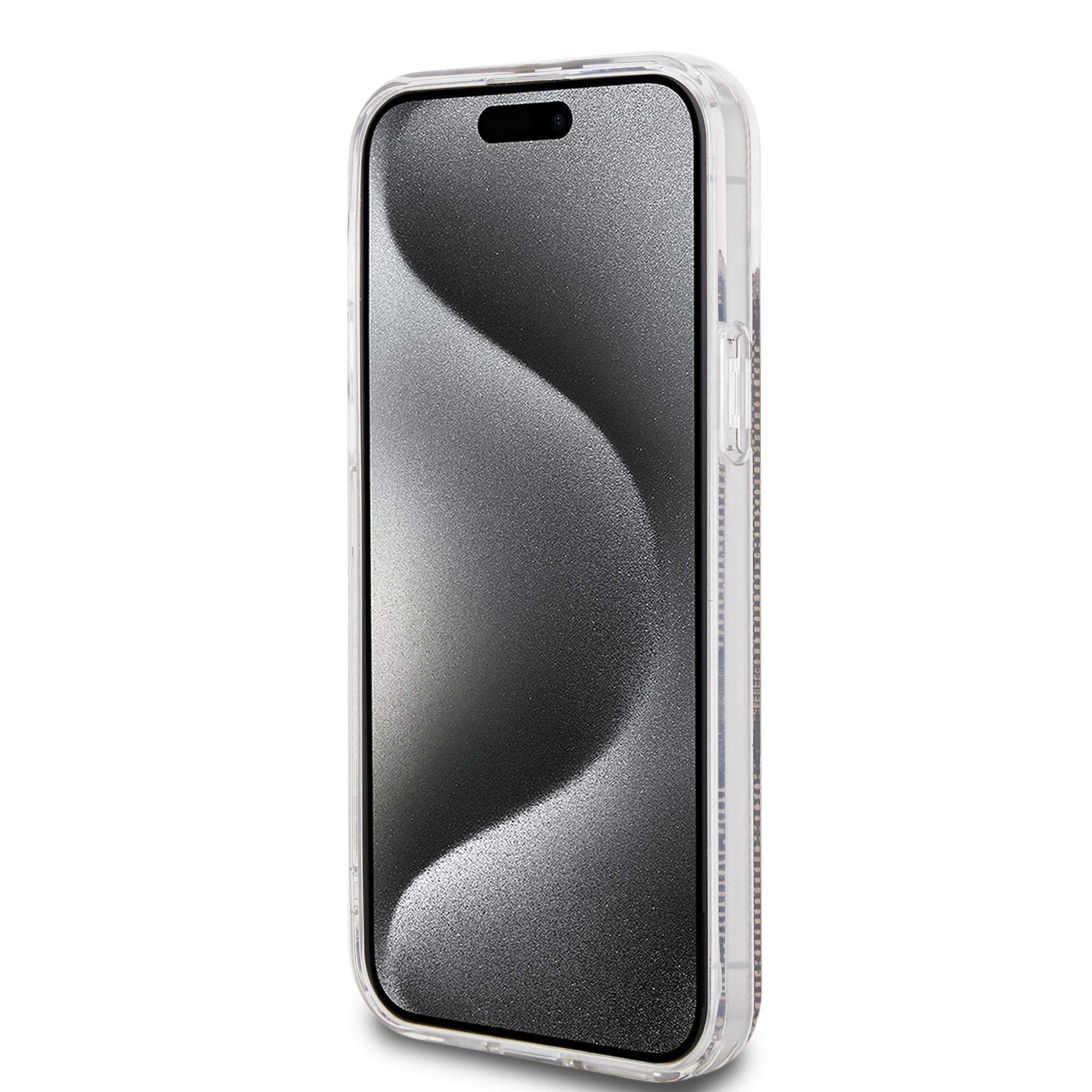 iPhone 15 Hybrid Hardcase Hülle IML 4G Gold Stripe (GUHCP15SH4PSEGW) - Braun