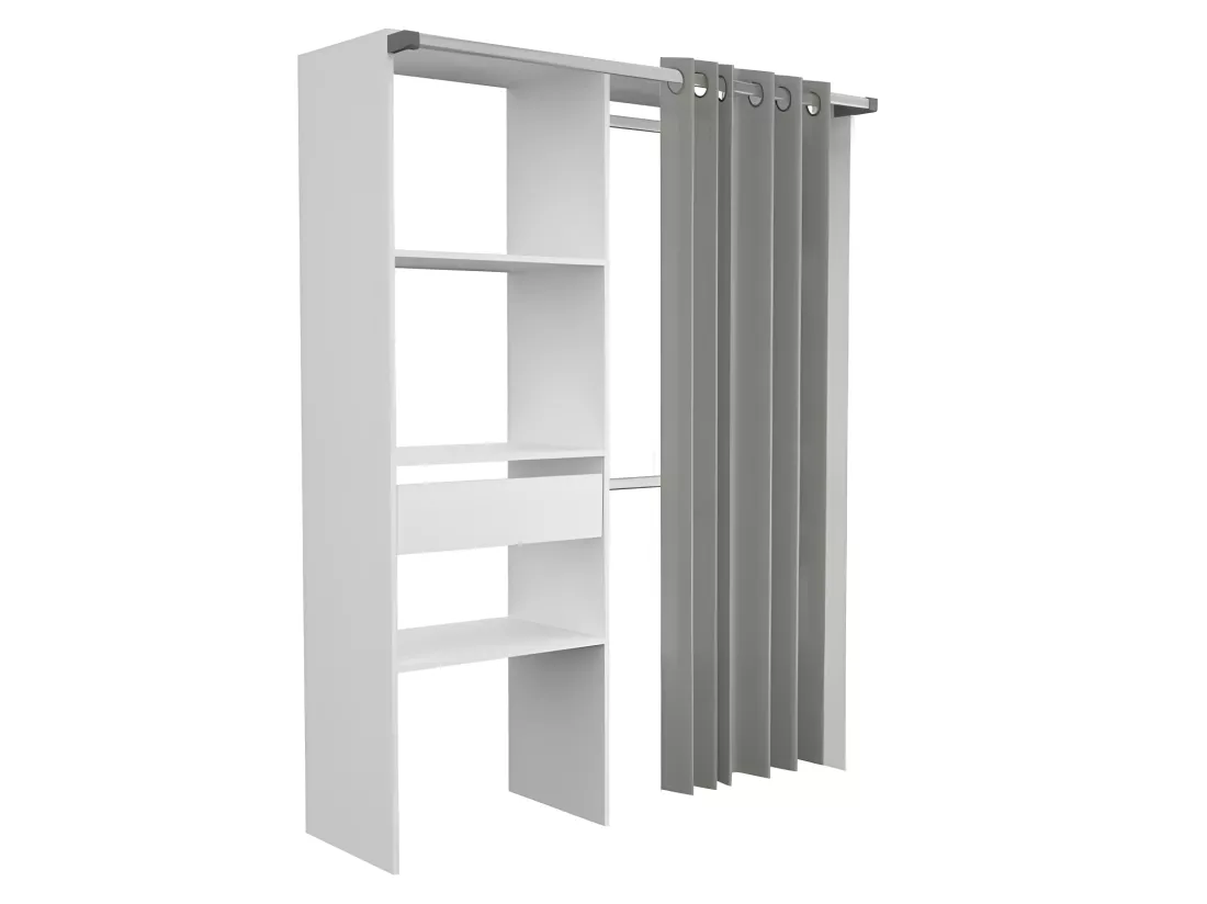 BARI Dressing non extensible Blanc 1 tiroir - L 143,5 x P 48 x H 181,9 cm
