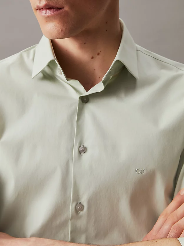 Camisa social slim fit em popeline