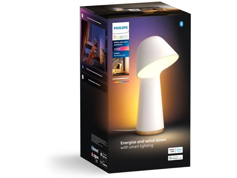 Philips Hue Tischleuchte White & Color Ambiance Twilight we Smarte Nachttischlampe zum Schlafengehen und Aufwachen