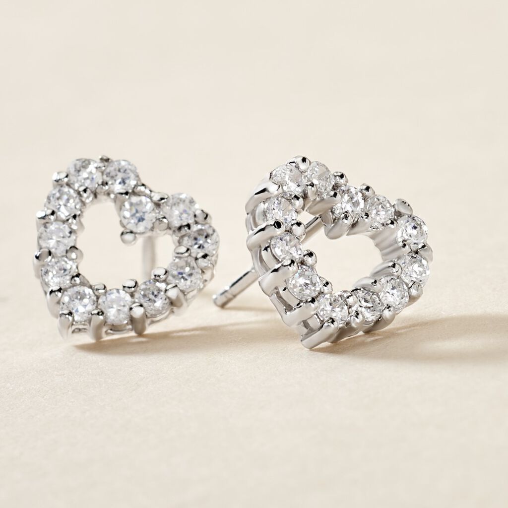 Boucles D'oreilles Puces Pepca Argent Blanc Oxyde De Zirconium