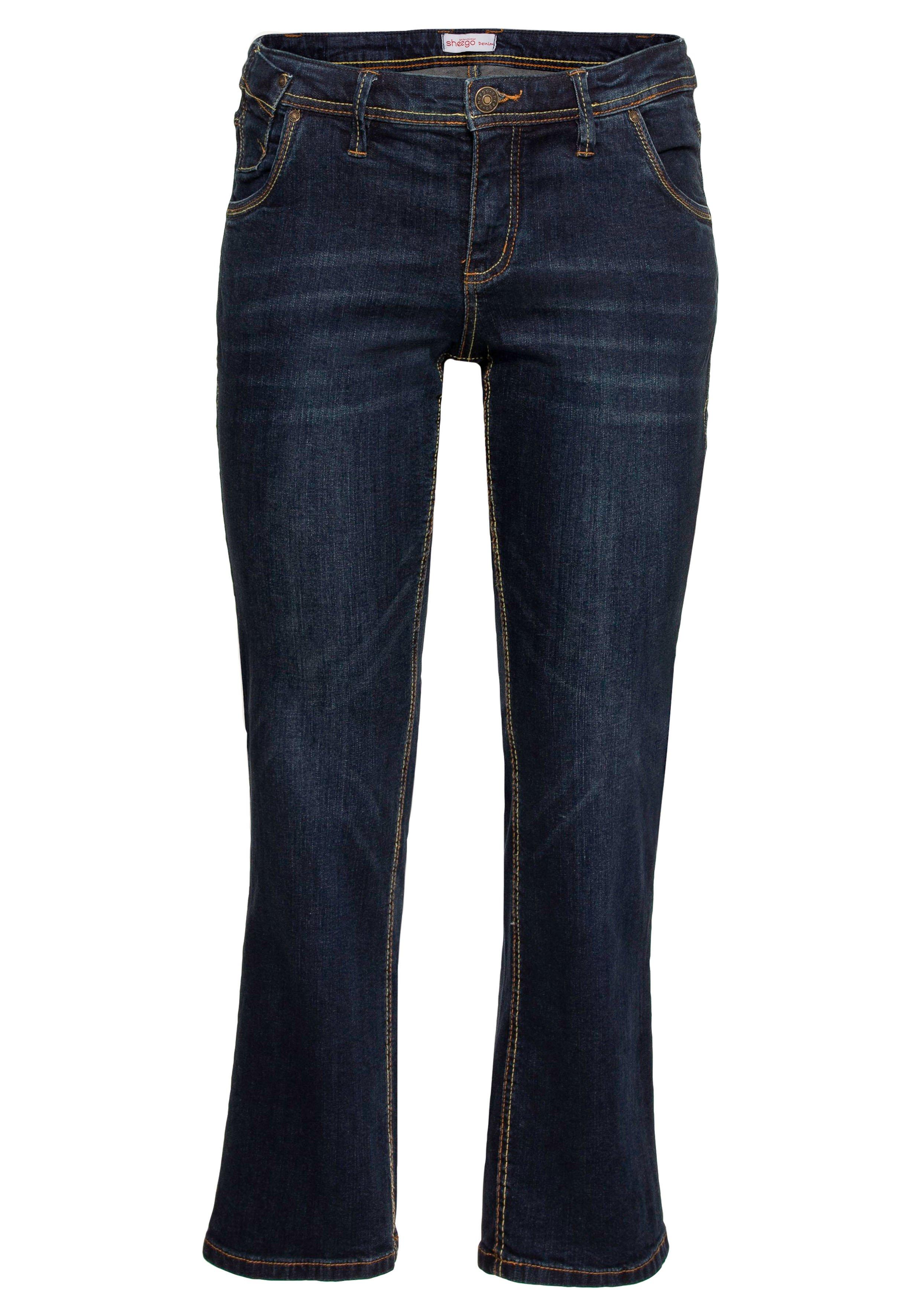 Gerade Stretch-Jeans mit Used-Effekten