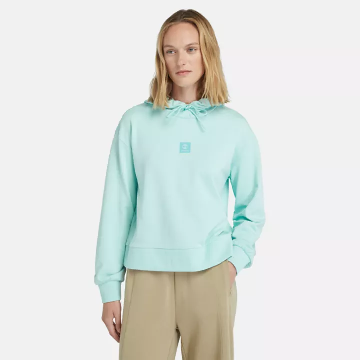 Sweat à capuche à envers bouclé pour femme en bleu clair