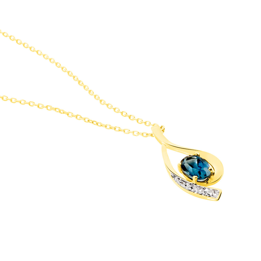 Collier Or Jaune Sagesse Topaze Oxydes De Zirconium