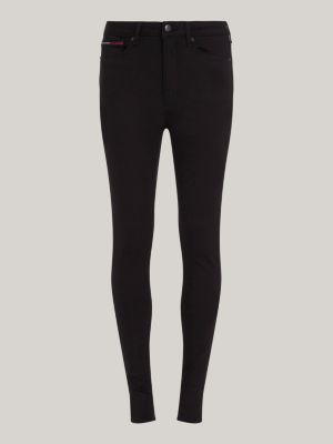 Calça jeans preta super skinny de cintura alta Sylvia