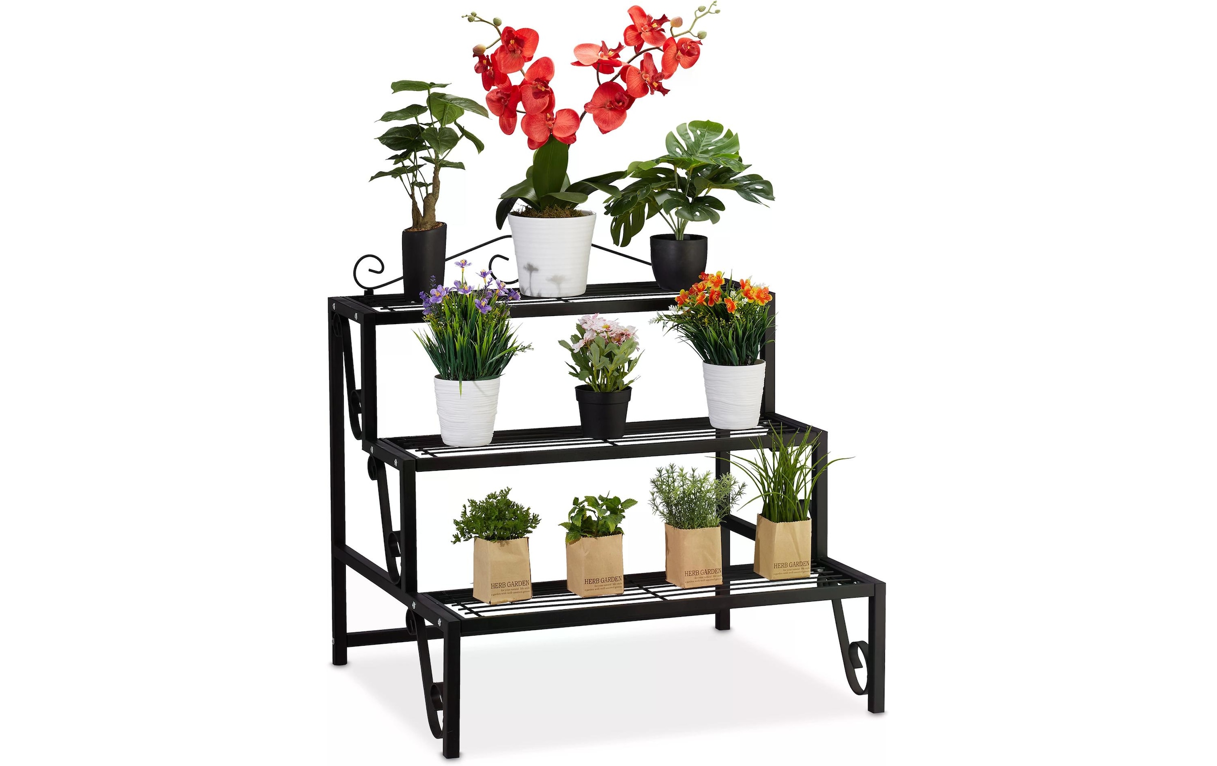 relaxdays Pflanzentreppe »69 cm Schwarz«