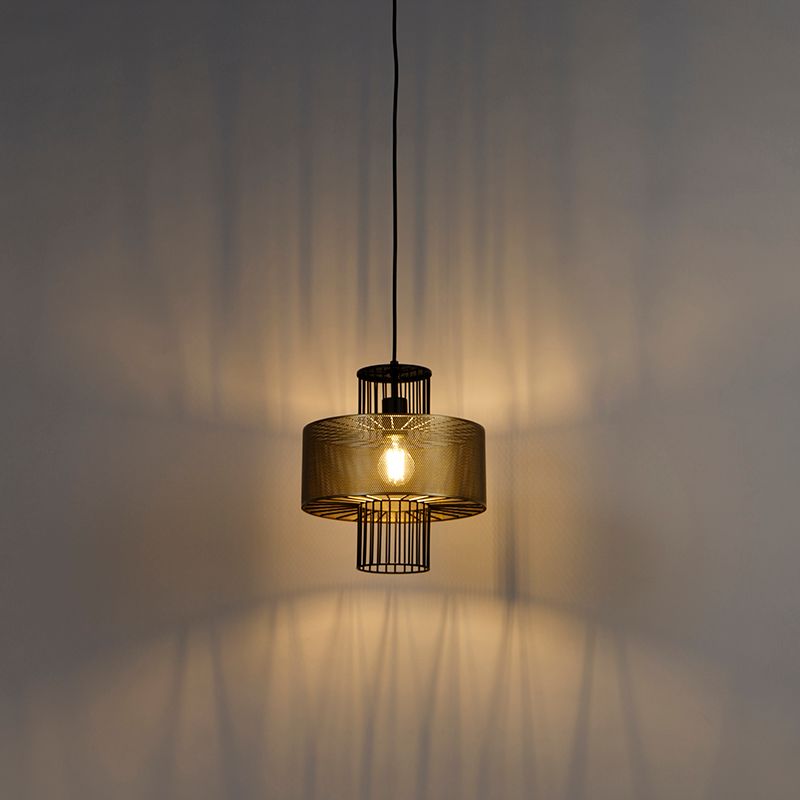 Design hanglamp goud met zwart 30 cm - Tess