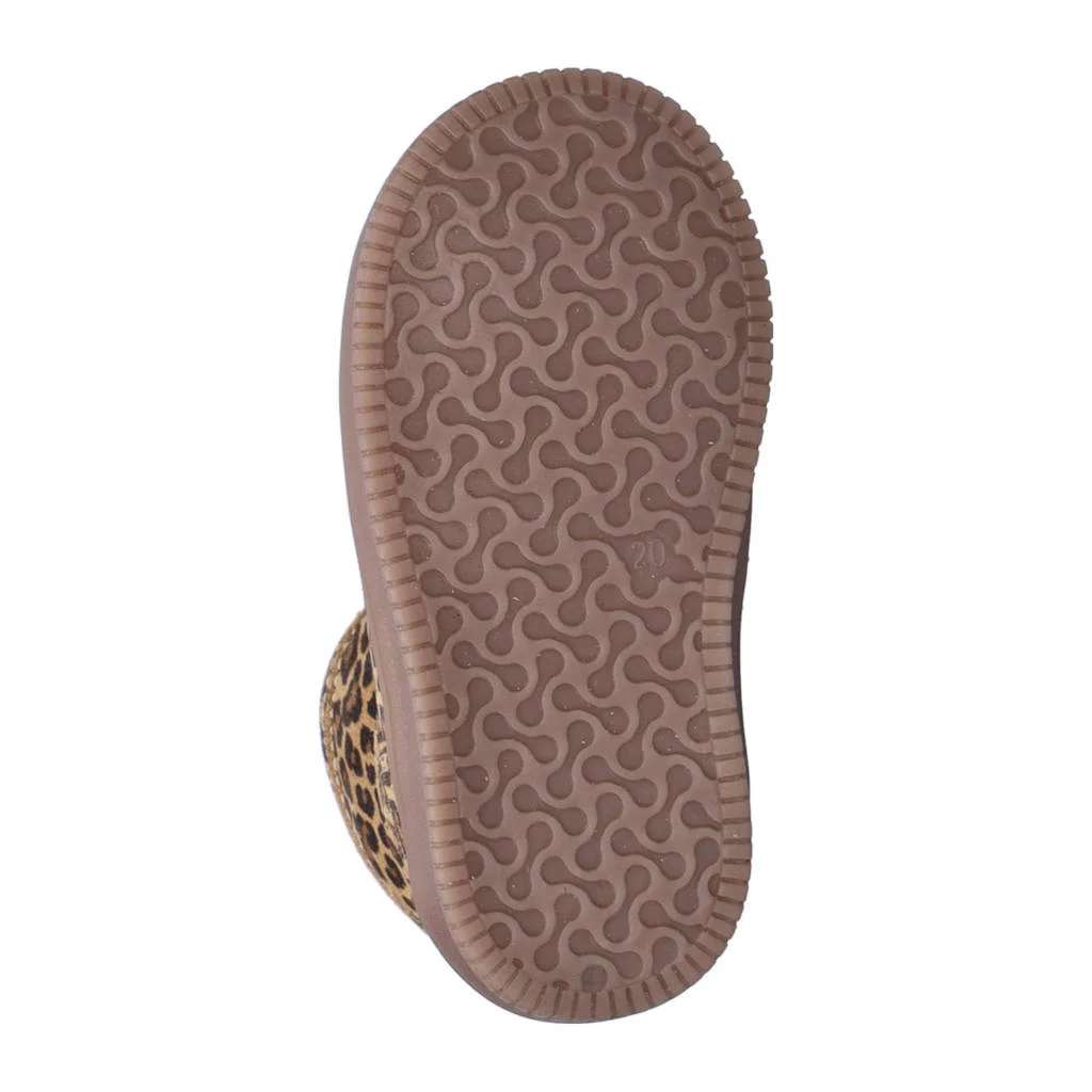 Nelson Kids gevoerde suède enkelboots met panterprint beige/zwart