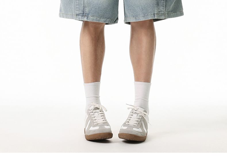 AXEN - Bermudashorts van gewassen denim met trekkoord in de taille