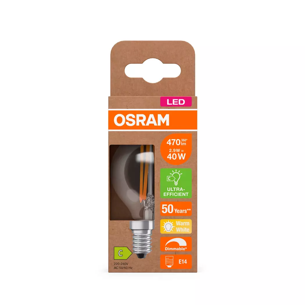 LED-Tropfen E14/2,9 Watt/Energie C