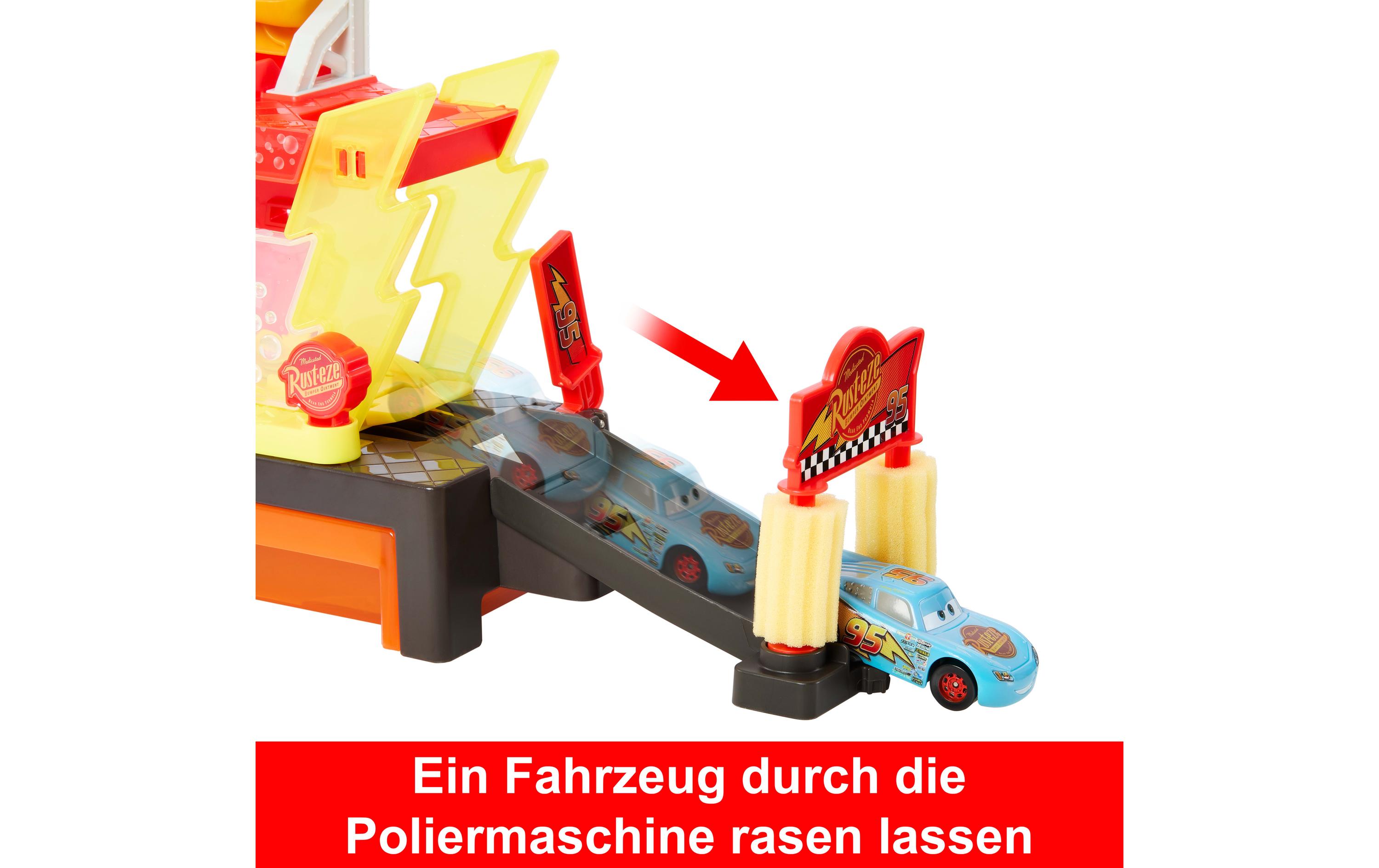 Disney Cars Autowaschanlagen-SpielsetSpielset für Rennwagen und Lightning McQueen mit Farbwechseleffekt