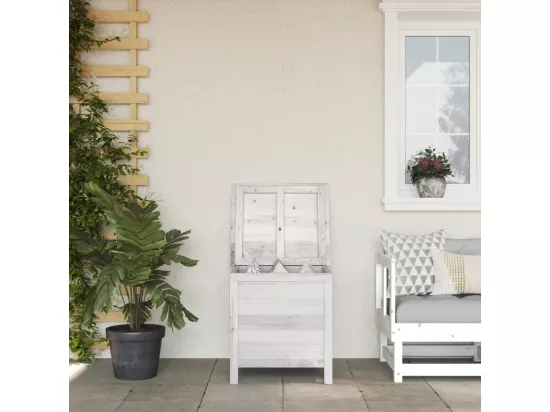 Boîte de rangement de jardin blanc bois massif de sapin