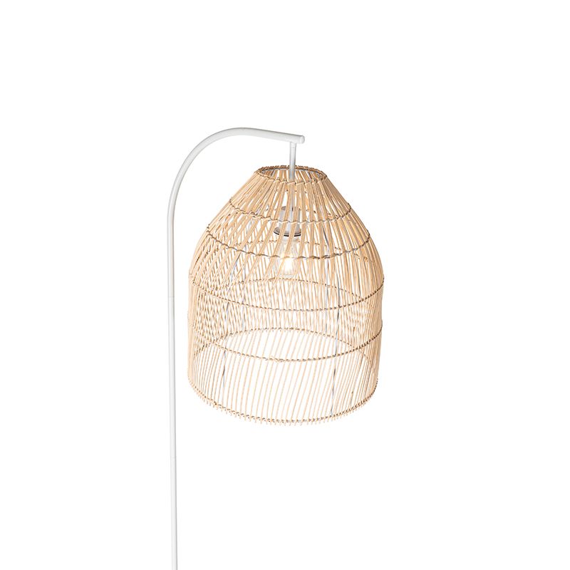 Landelijke vloerlamp wit met rotan - Sam