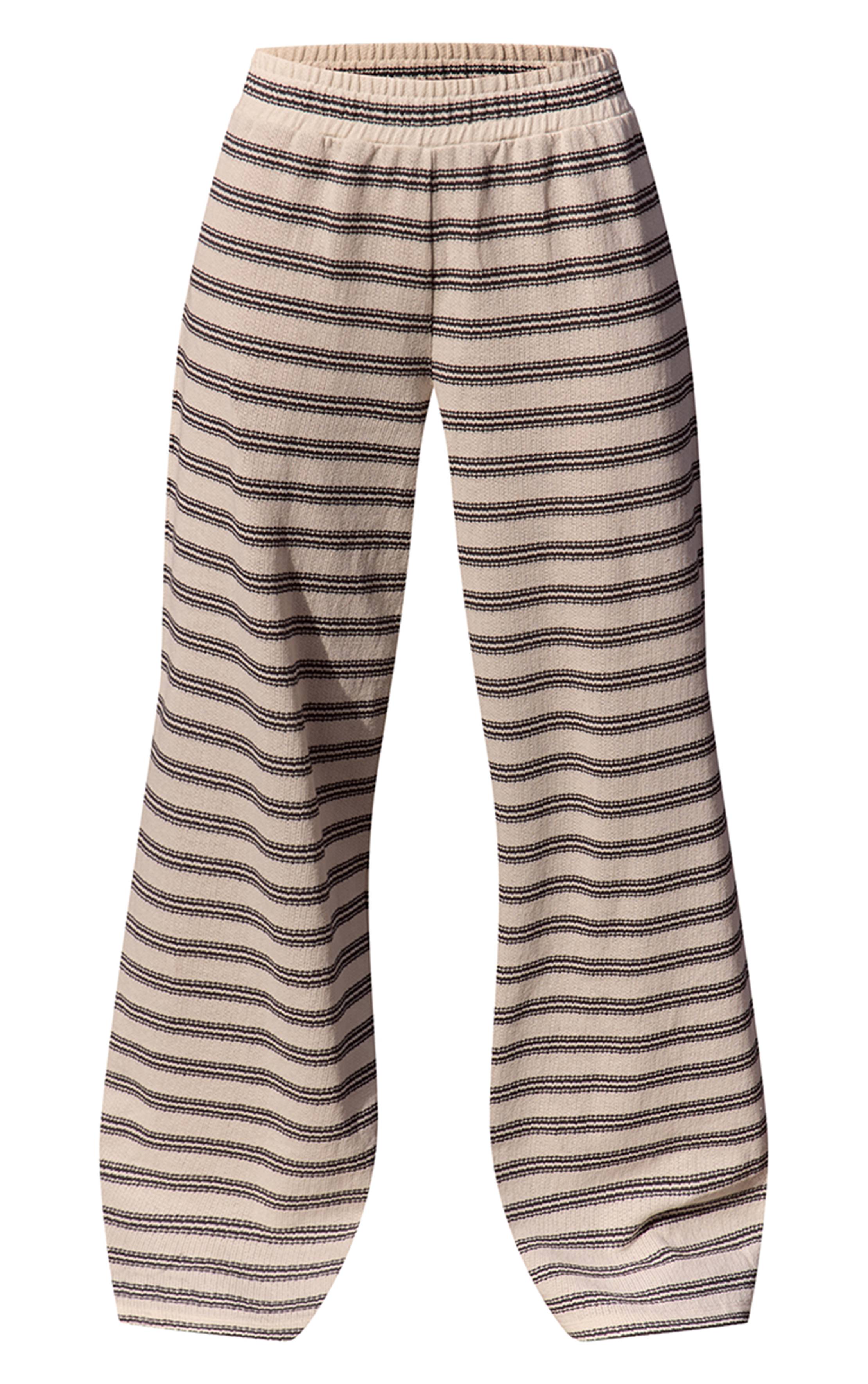 Charbon Pantalon Texturé En Coton À Rayures Ensemble Coordonné