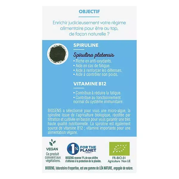 Biosens Super Spirulina Orgânica 60 comprimidos