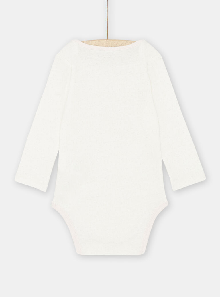 Body écru et rose pâle à motifs coeurs bébé fille