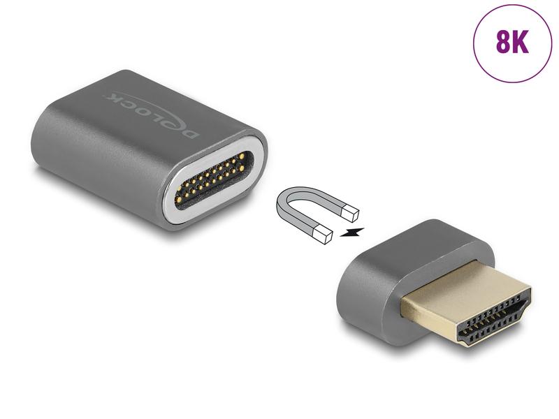 Delock Adapter HDMI - HDMI 8K 60 Hz magnetisch Delock HDMI Adapter Stecker zu Buchse 8K 60 Hz magnetisch