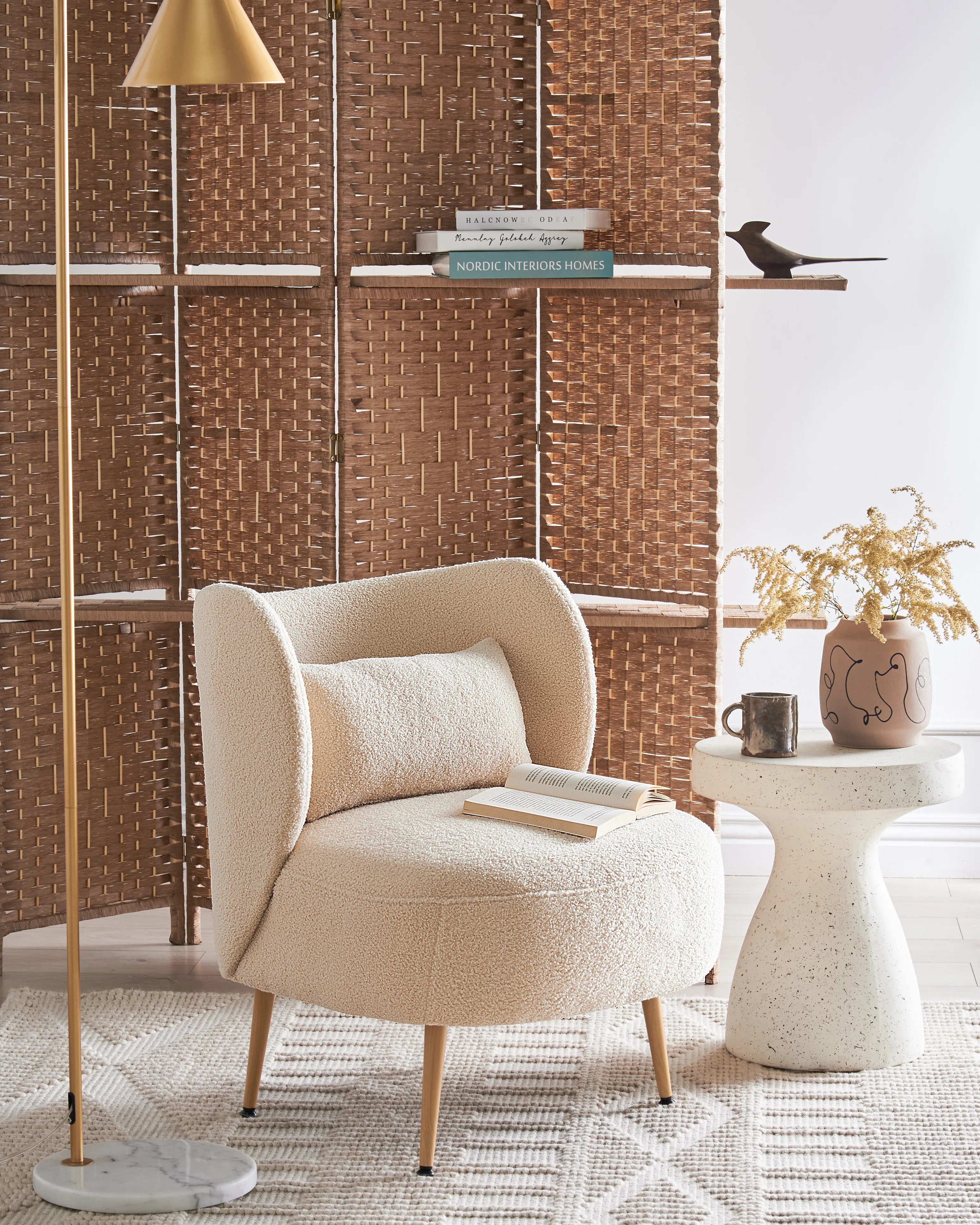 Fauteuil OTSBY II met kussen Bouclé Beige