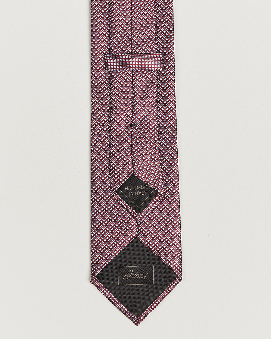 Brioni Printed Silk Tie Red