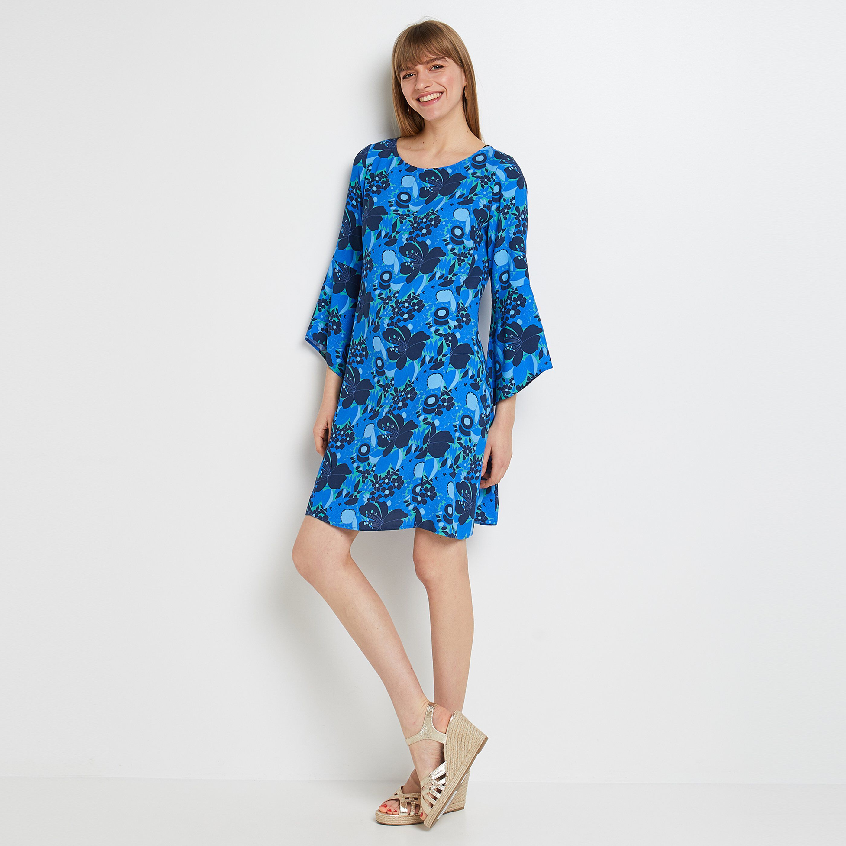 Robe imprimée femme - BLEU