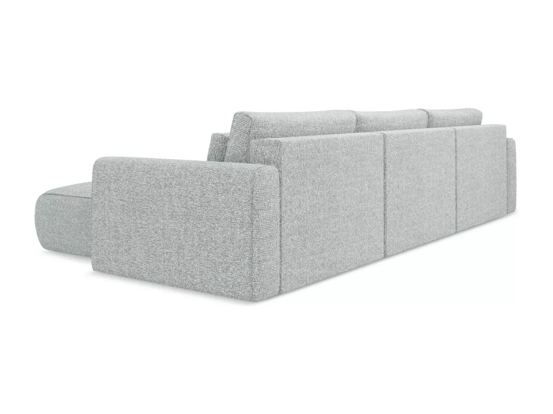 Canapé d'angle panoramique convertible en tissu texturé - argent - KAPUA
